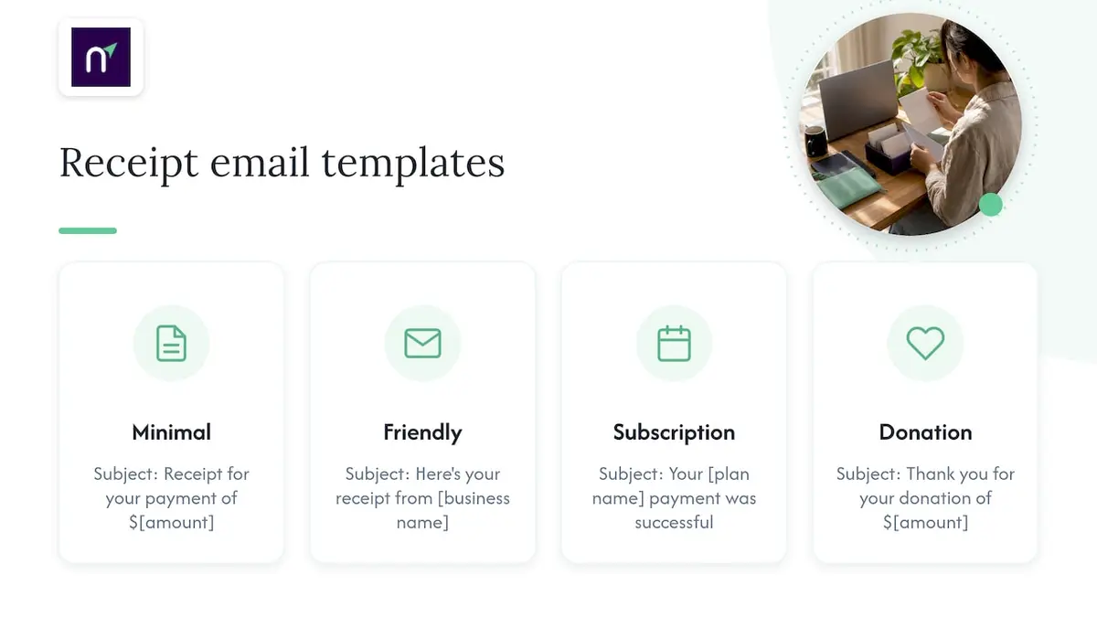 Ready-to-use receipt email templates and subject lines — overview diagram